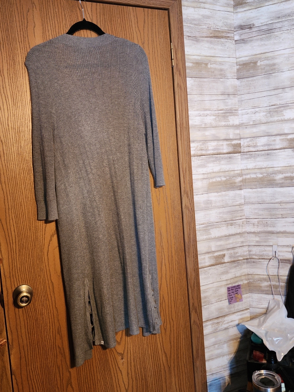 Torrid Gray Long Open-Front Ribbed Cardigan Duster - Picture 2 of 6